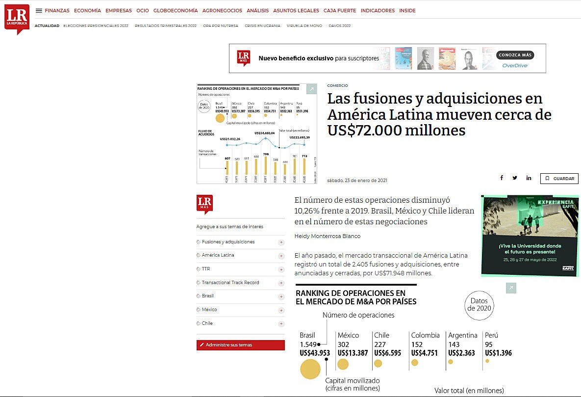 Las fusiones y adquisiciones en Amrica Latina mueven cerca de US$72.000 millones